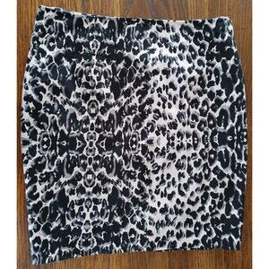 Leopard Print Black and White Skirt